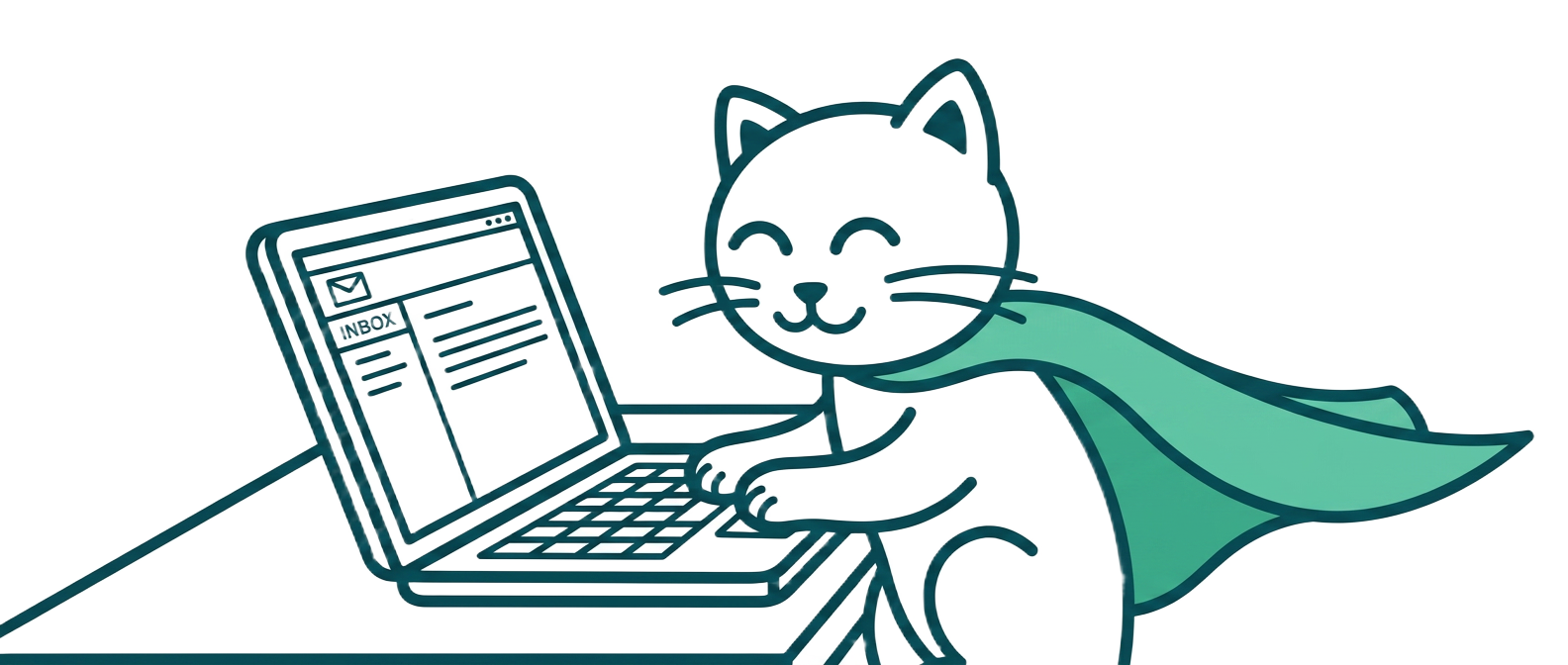 OutlookHero mascot working at a laptop